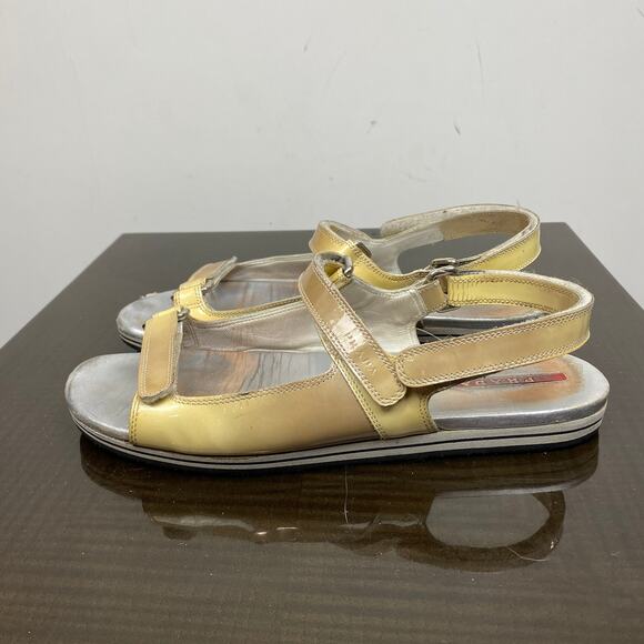 Rare Prada Fume Ombre Patent Leather Gladiator Sandals Women's 38 Y2K - Picture 6 of 12